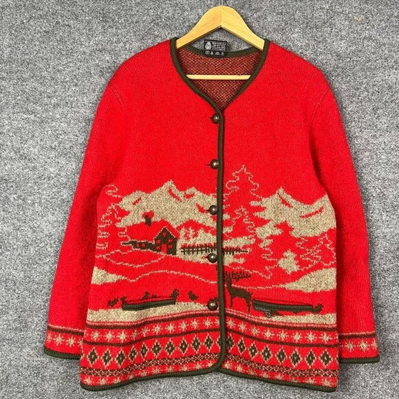 Vintage Cardigan‎ Size 38 Stapf Austria Sweater Red - Picture 1 of 8